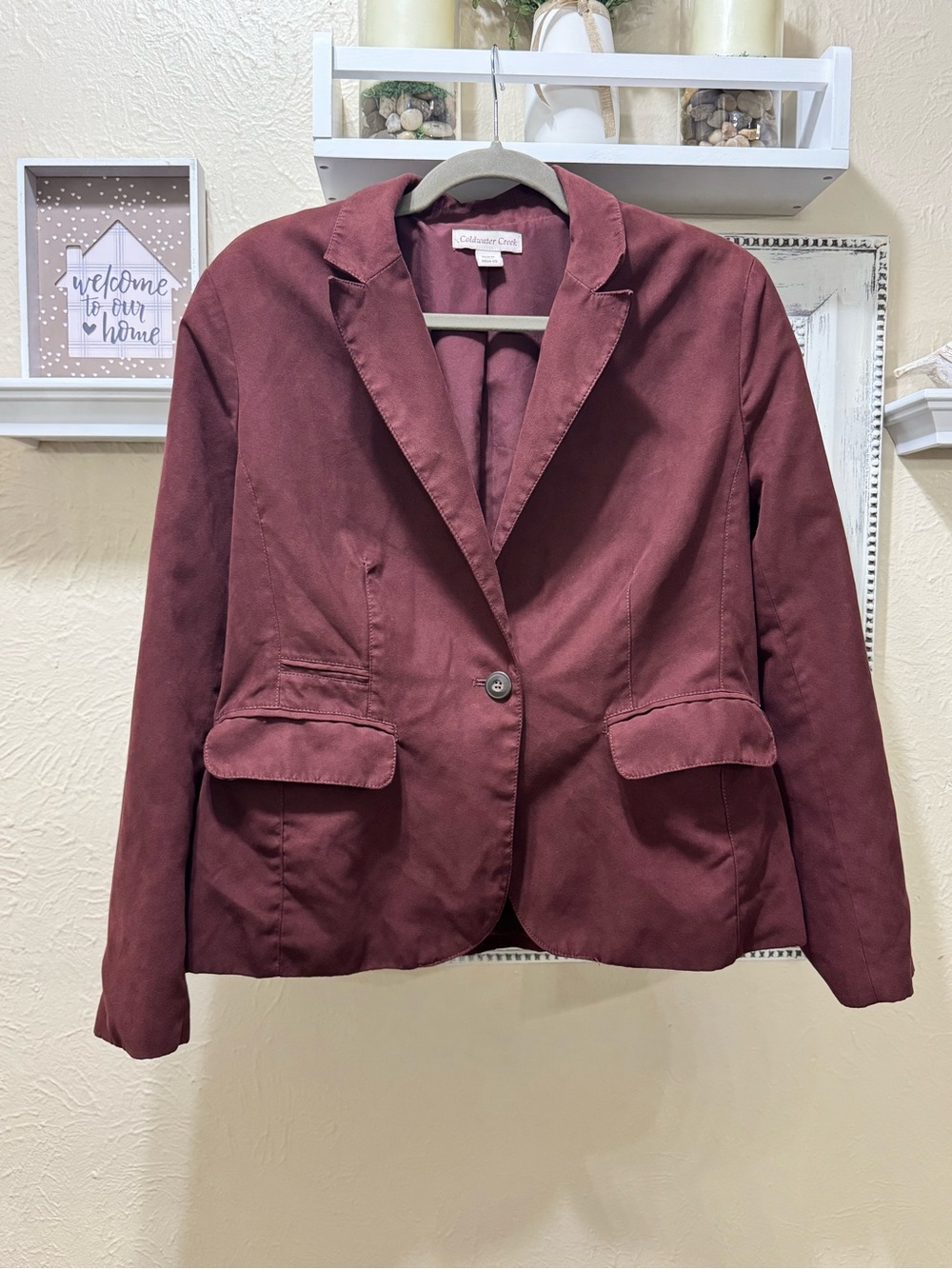 Coldwater Creek Women's Wine Single-Button Blazer Sz 10/12